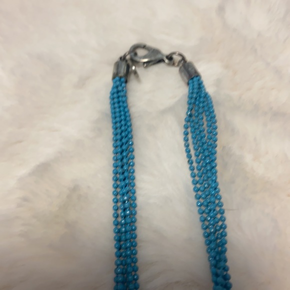 Turquoise and orange colored bead necklace 16” - Picture 3 of 5